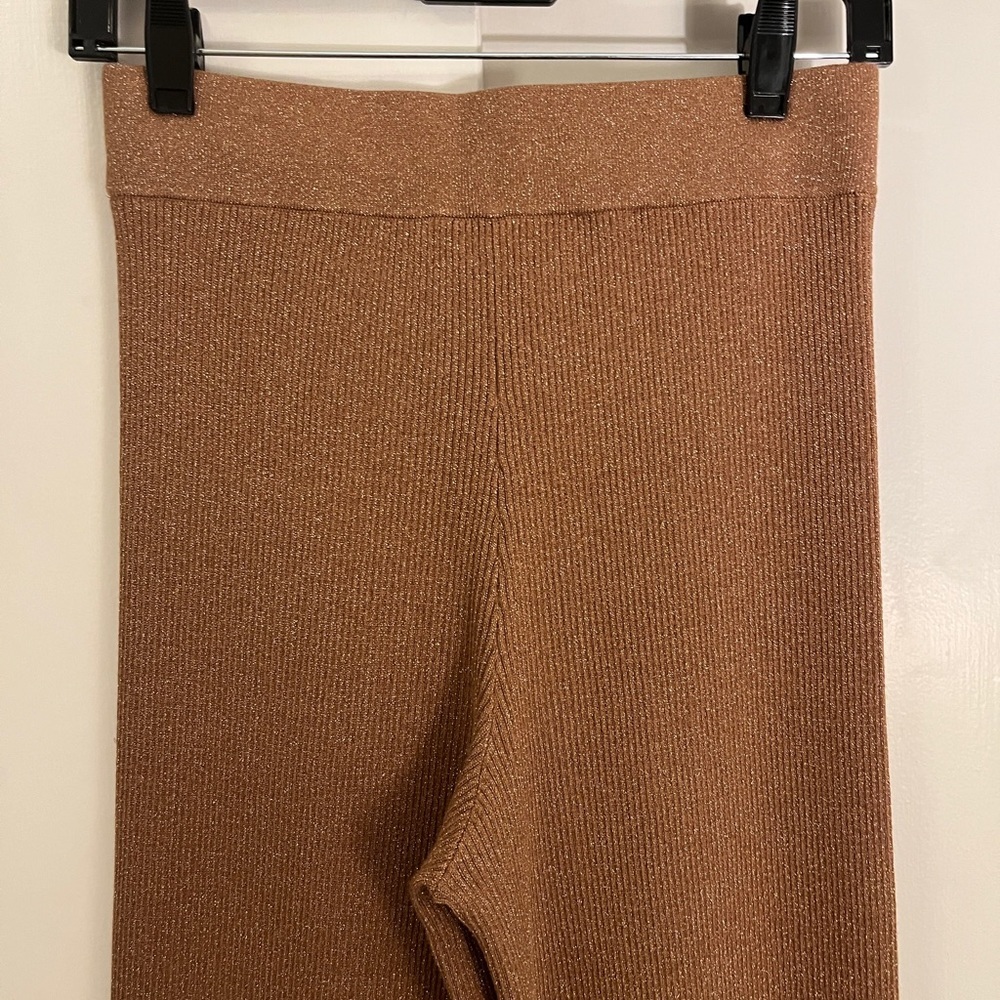 A.L.C. Quentin Knit Wide-Leg Pants in Metallic/Brown, Size XS - Picture 10 of 13